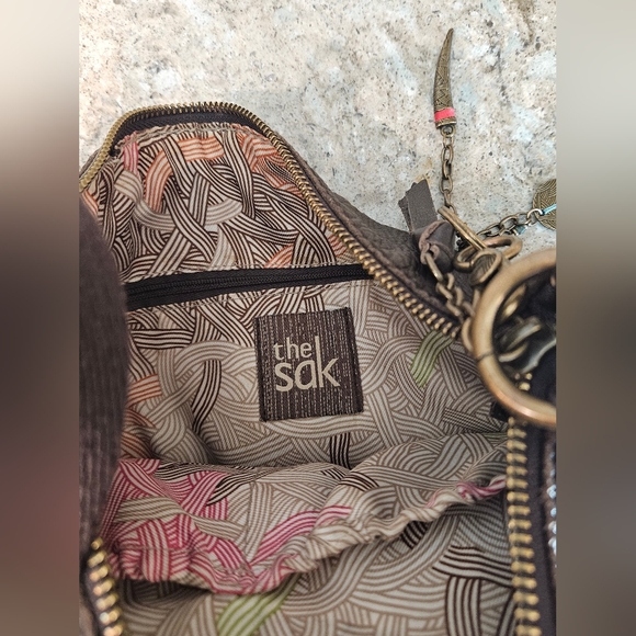 The Sak Women's Lucia Brown  Leather Multipockets Adj Strap Crossbody Handbag - Picture 10 of 16